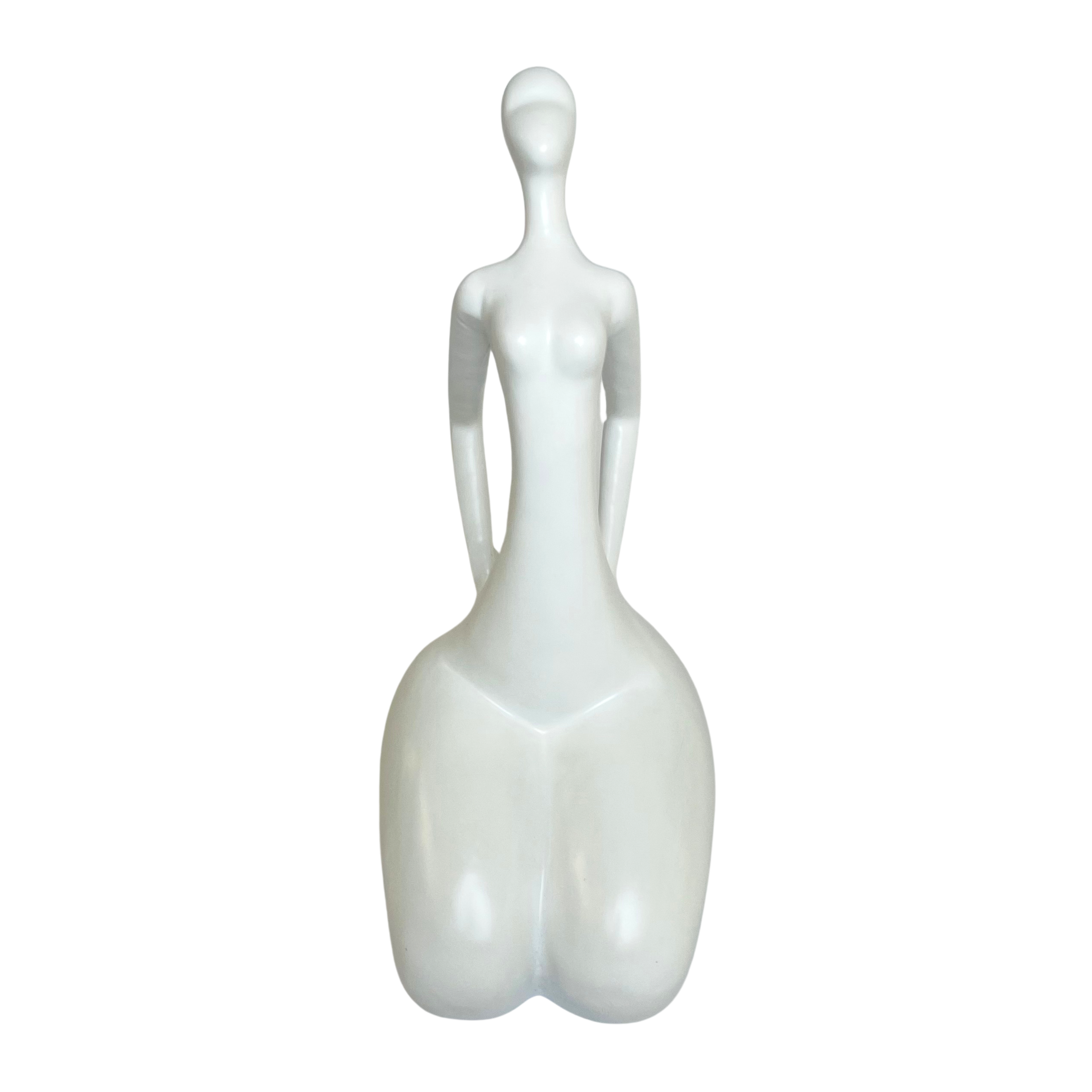 Abstract Modern Woman Sculpture – White Resin Figurine
