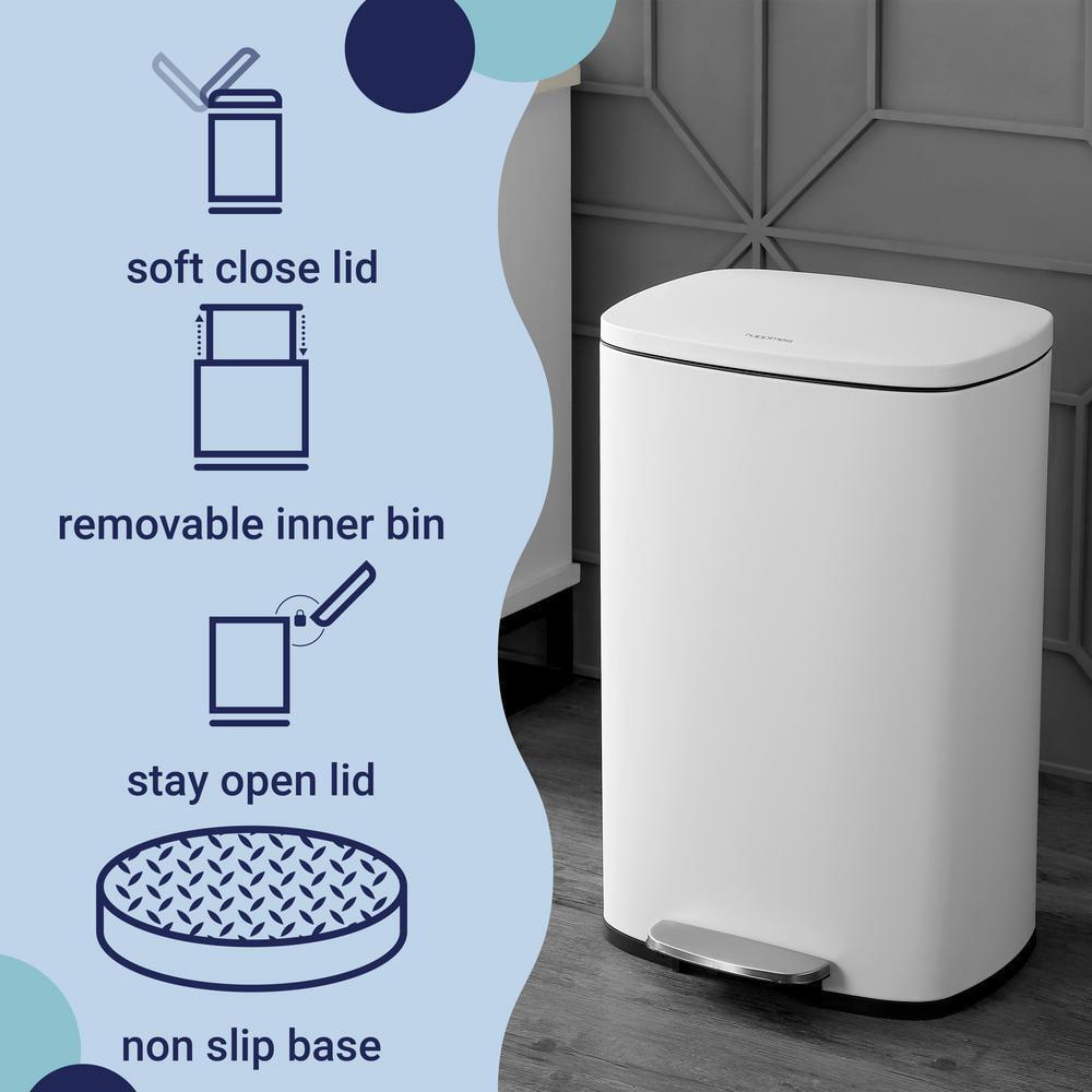 Sleek White Pedal Bin – Modern Waste Container