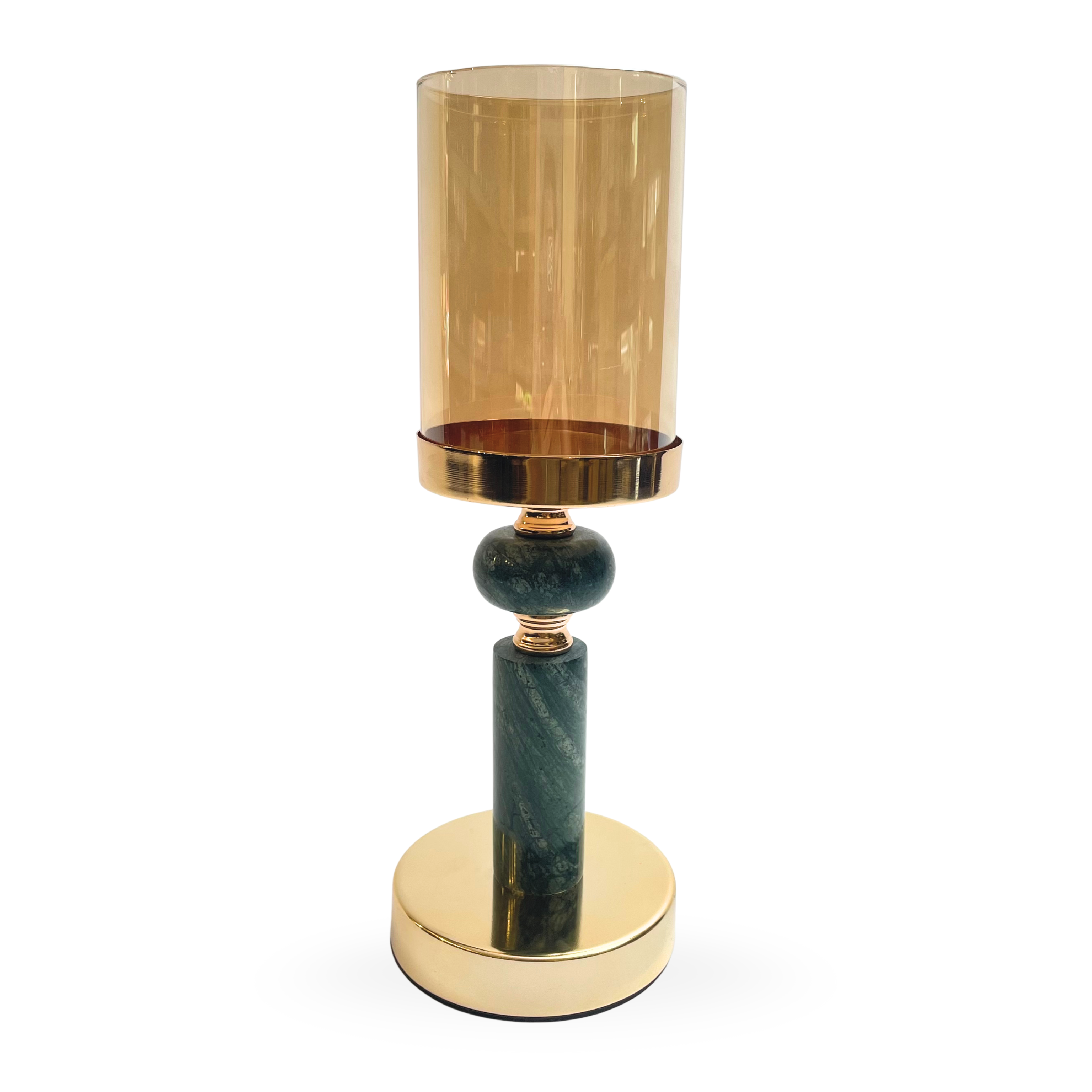 Luxury Glass & Marble Candle Holder – Gold Finish