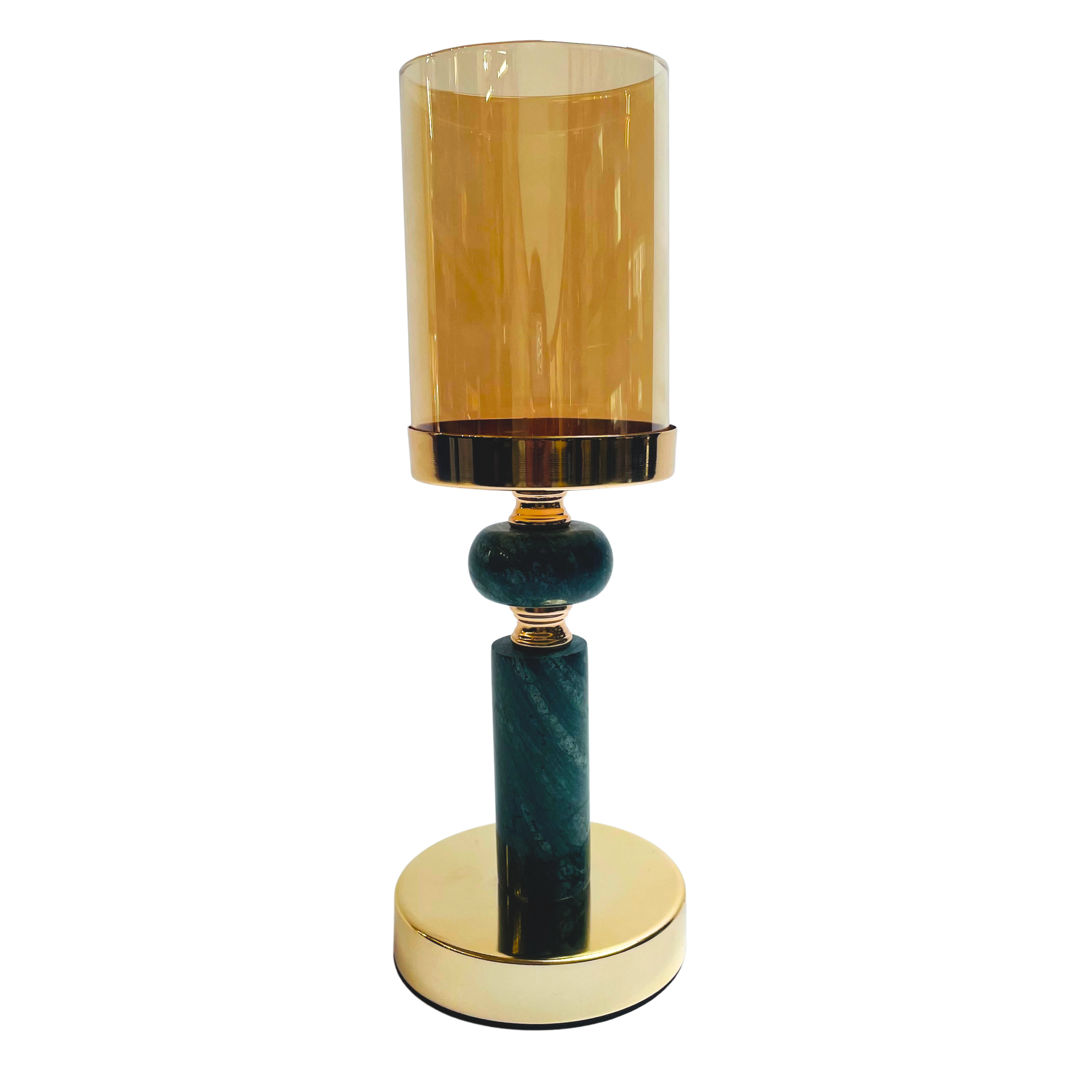 Luxury Glass & Marble Candle Holder – Gold Finish