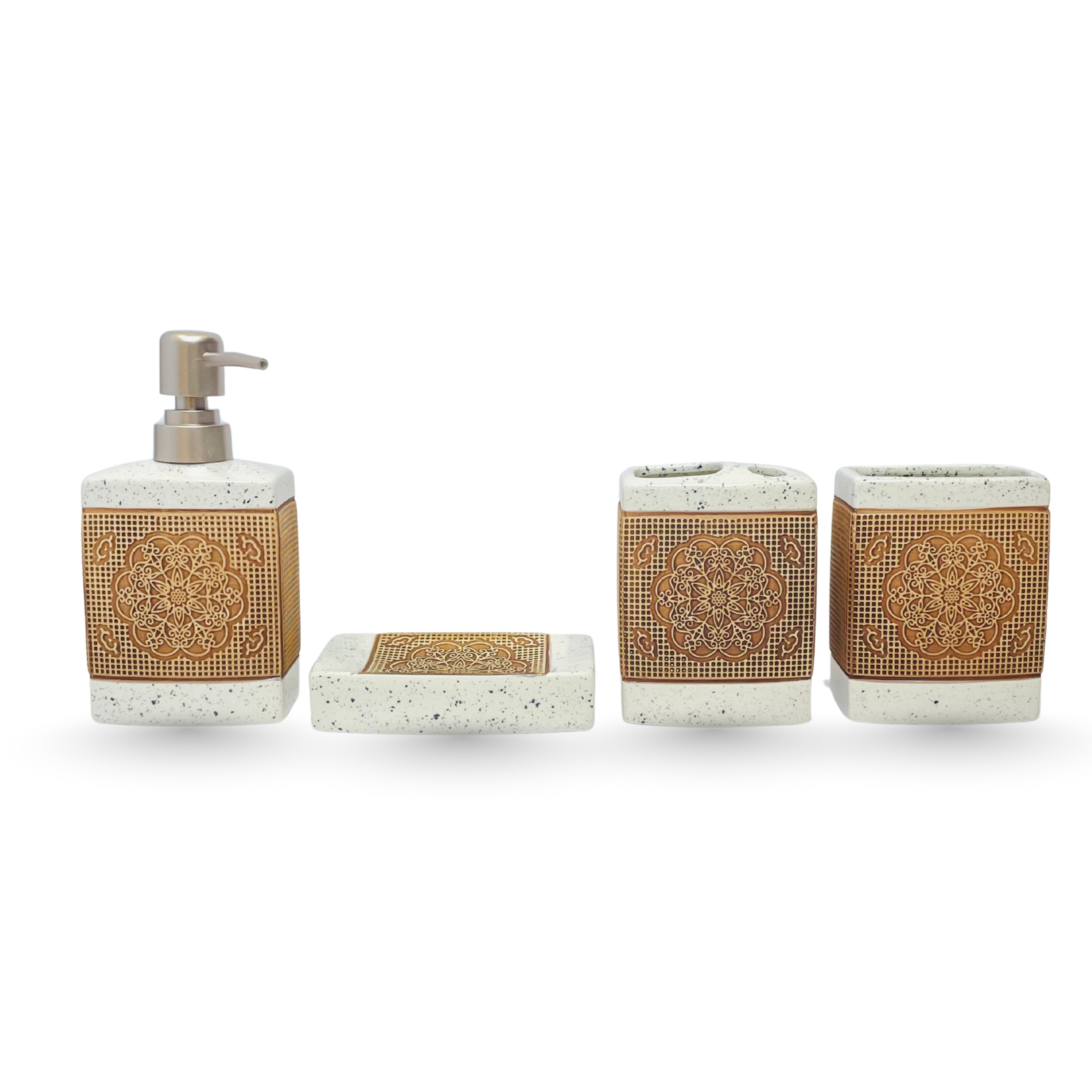 Luxury Mandala Bathroom Accessory Set – 4 Pieces