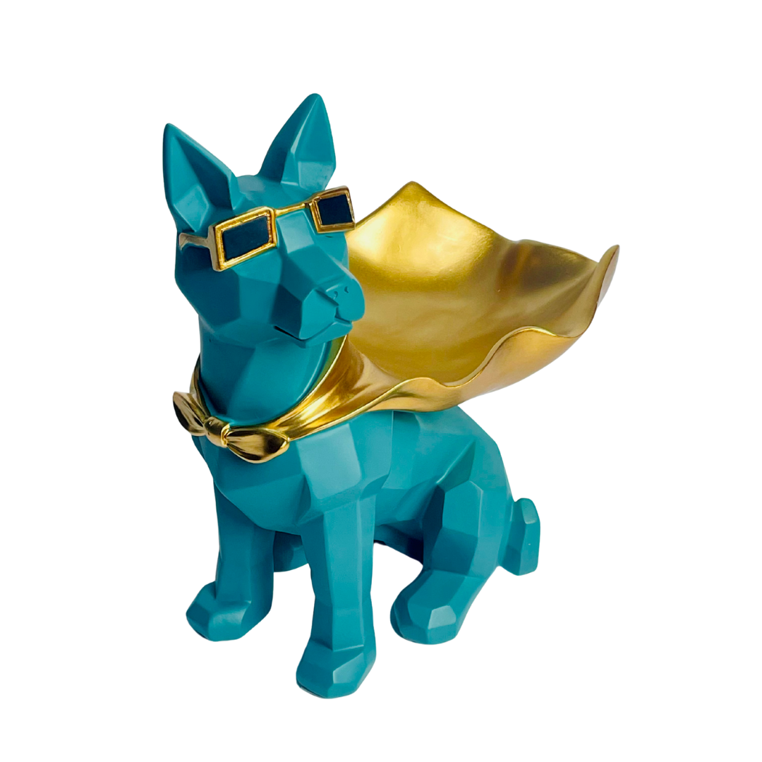 Elegant Dog with Tray Modern Decorative Showpiece