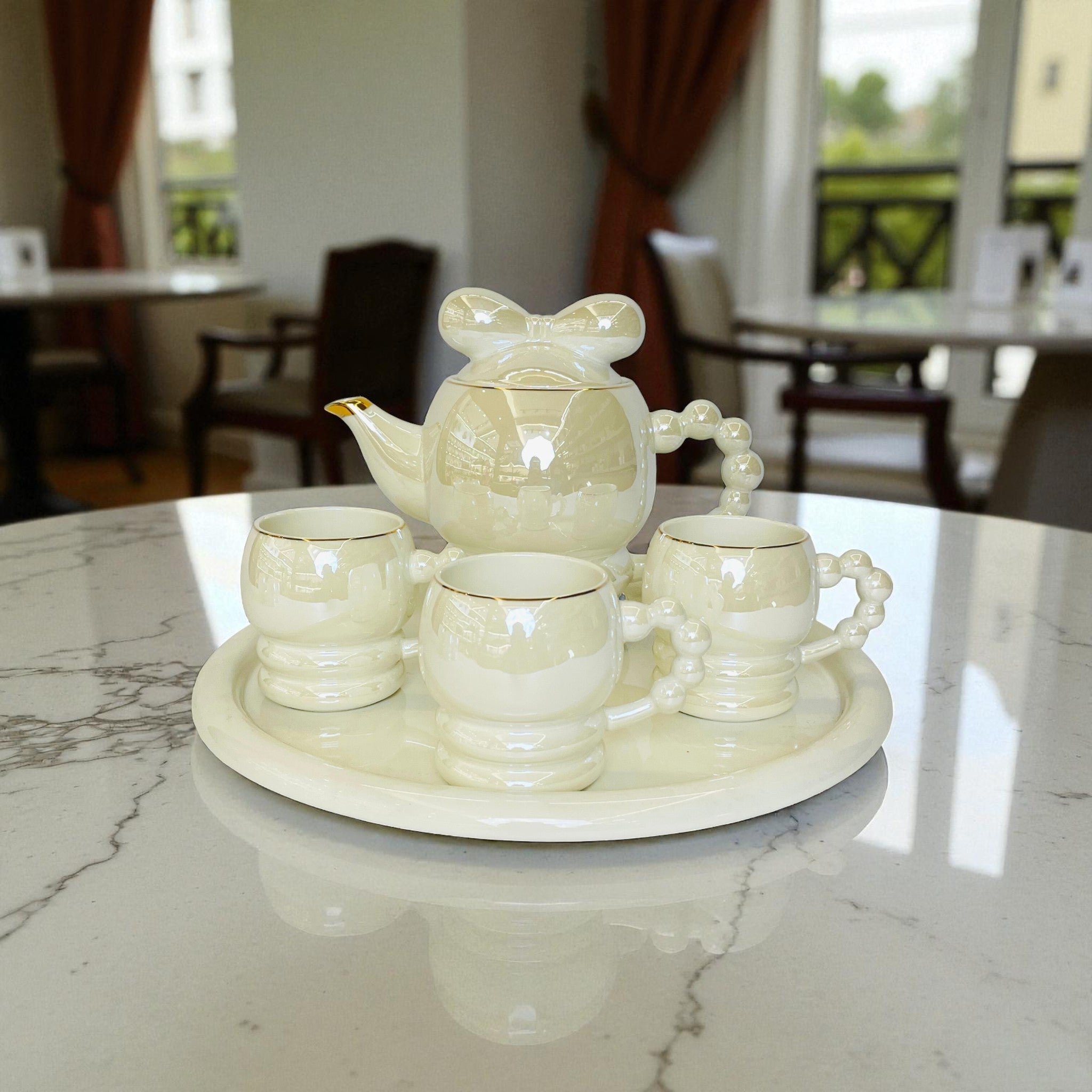 Soft Blush Modern Tea Set - Set of 9