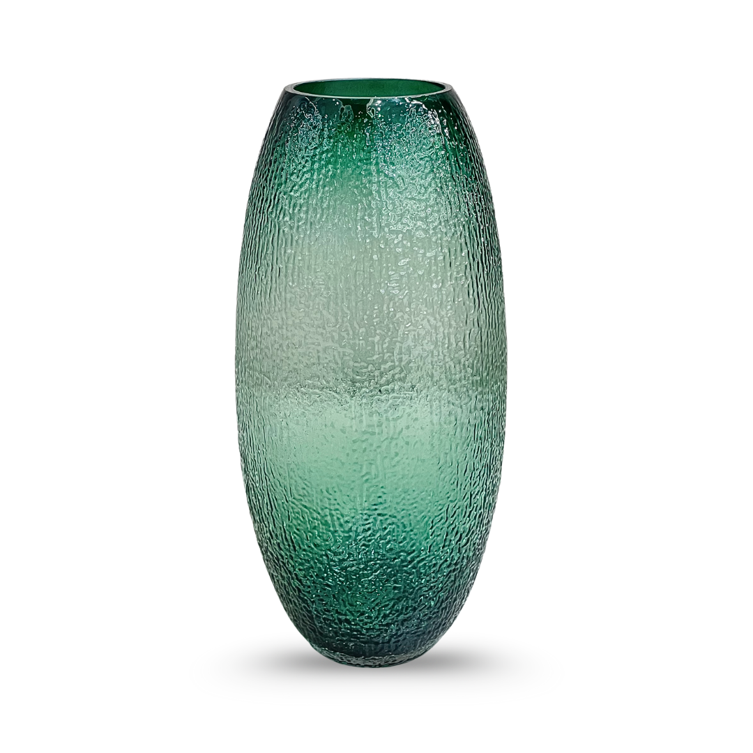 Emerald Green Textured Glass Vase – Decorative Accent for Modern Interiors