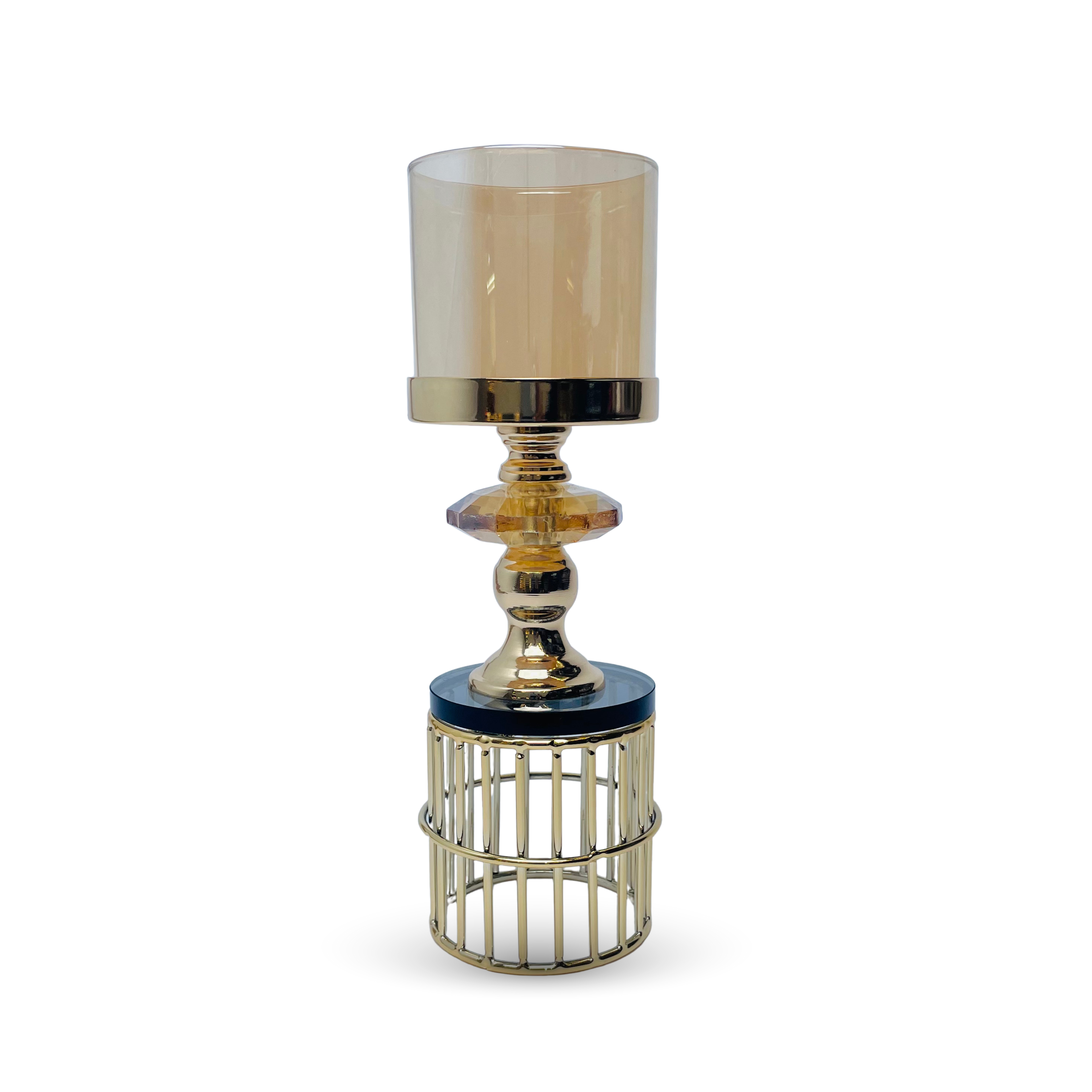 Luxury Gold Crystal Candle Holder – Modern Cage Base Design