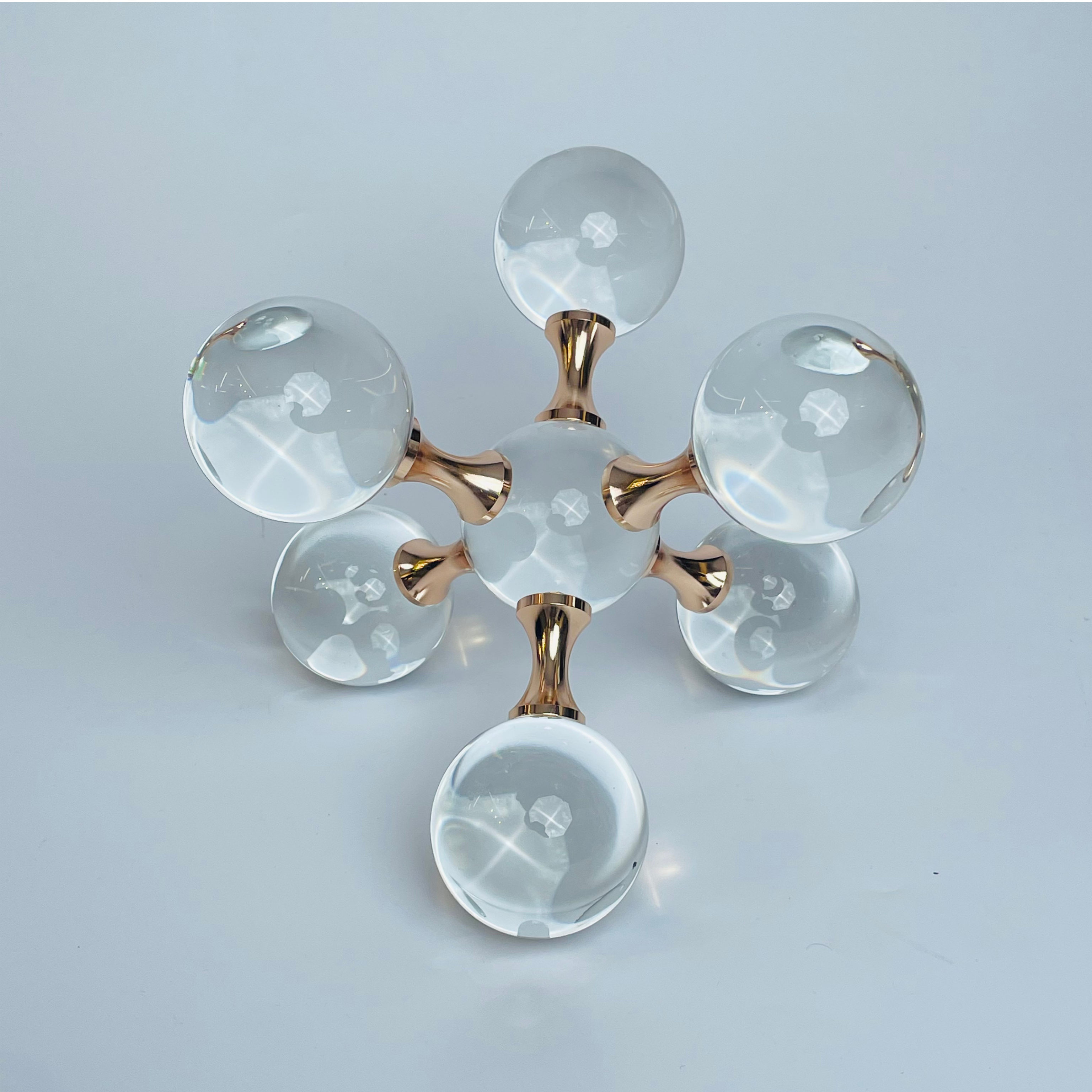 Modern Crystal Orb Showpiece with Golden Base – Luxury Table Décor