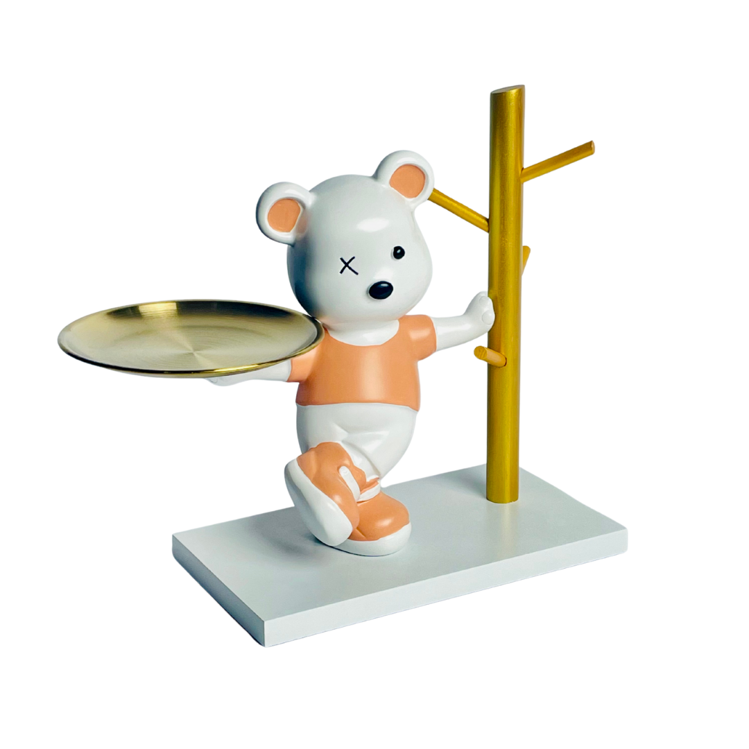Elegant Teddy with Tray Modern Decorative Showpiece