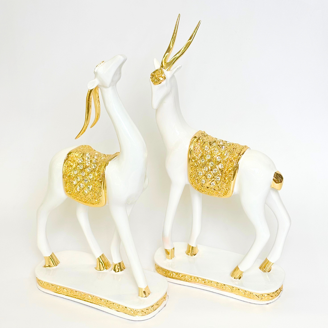 Elegant Deer Figurines 2Pc Set