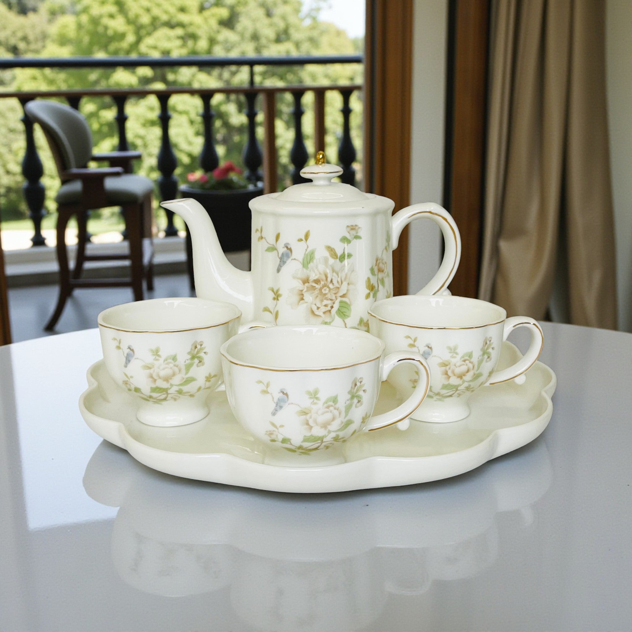 Floral Gloss Tea Set - Set of 9