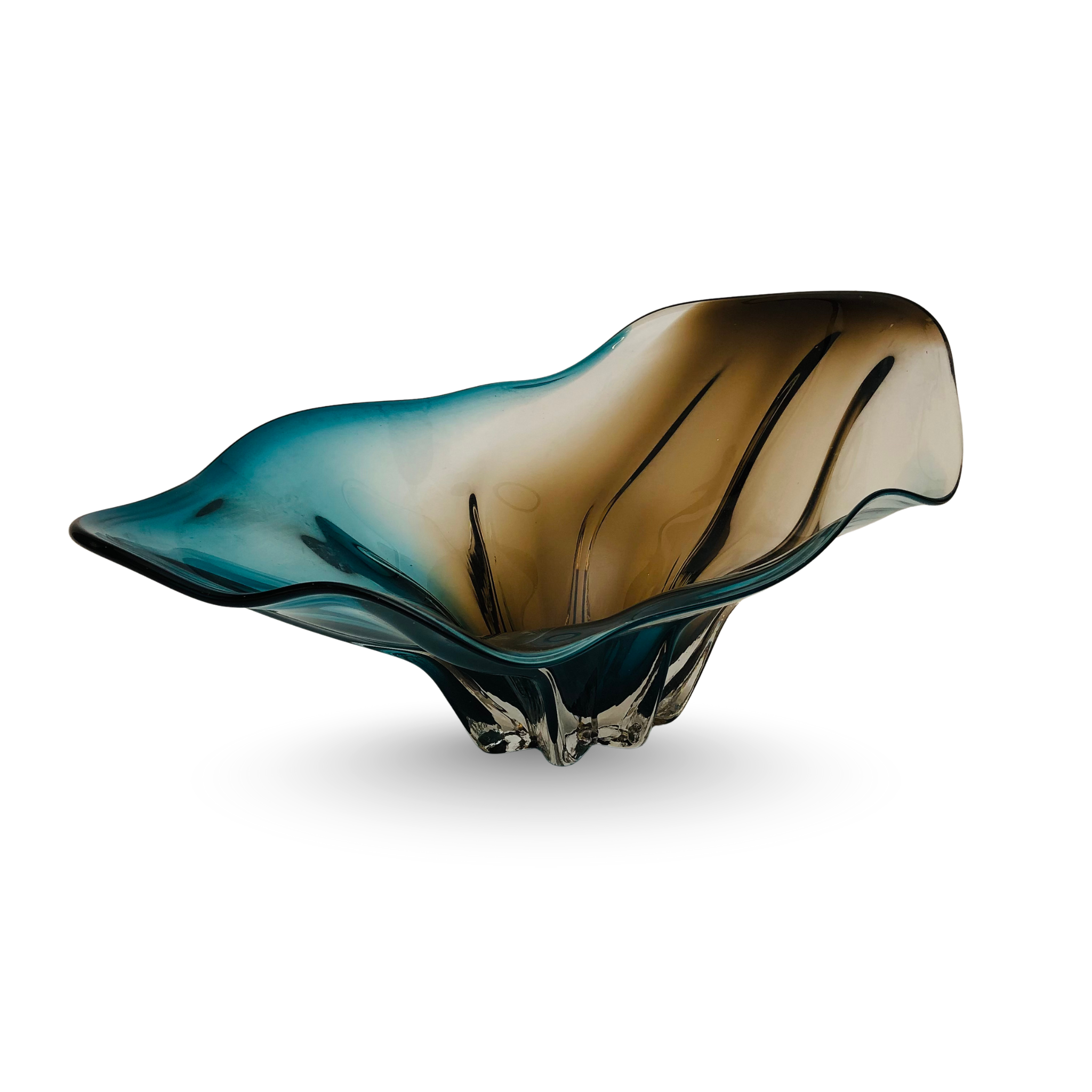 Ocean Mirage – Luxury Blue & Smoke Glass Centerpiece Bowl