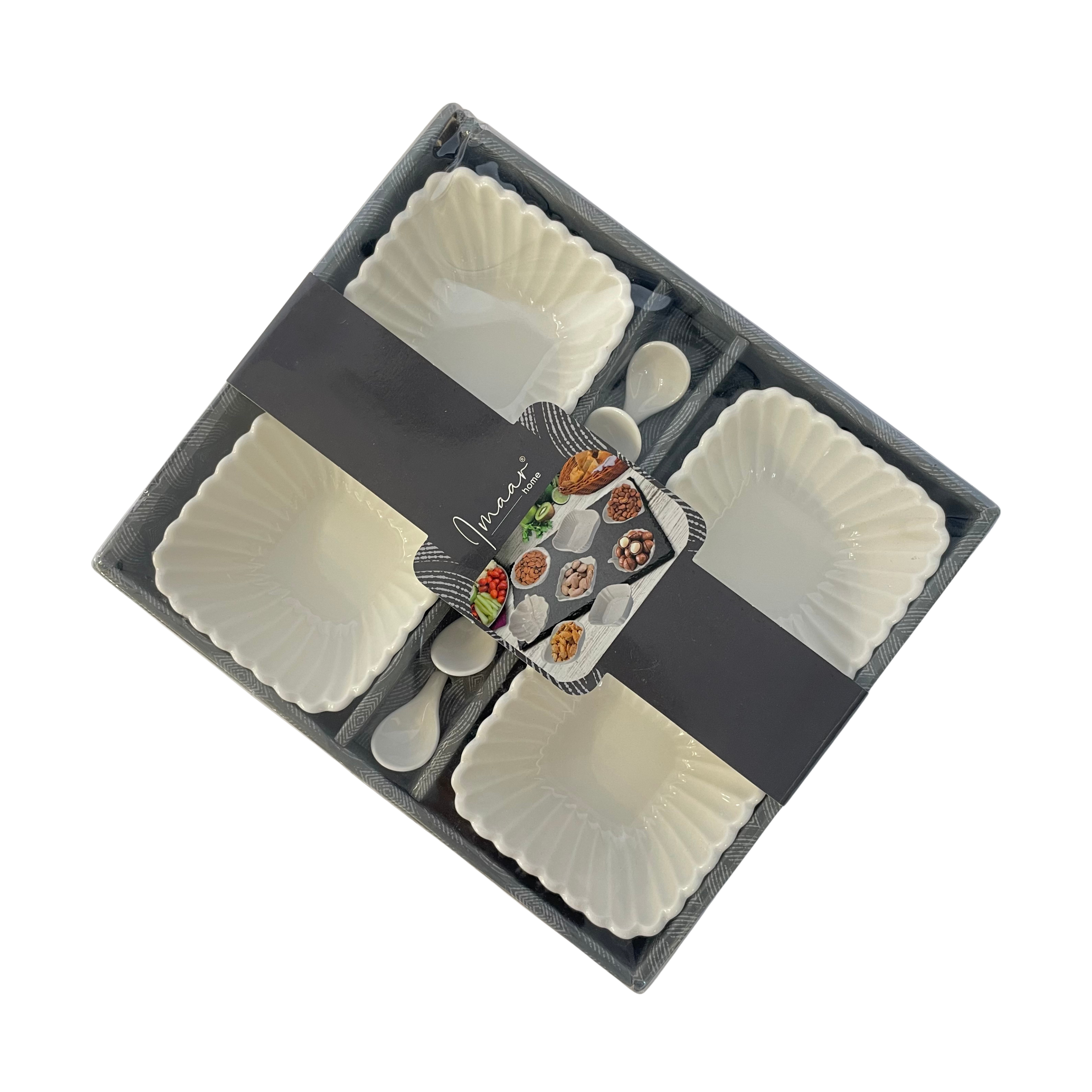 Classic Shell – White Ceramic Serving Bowl -Set Of 8