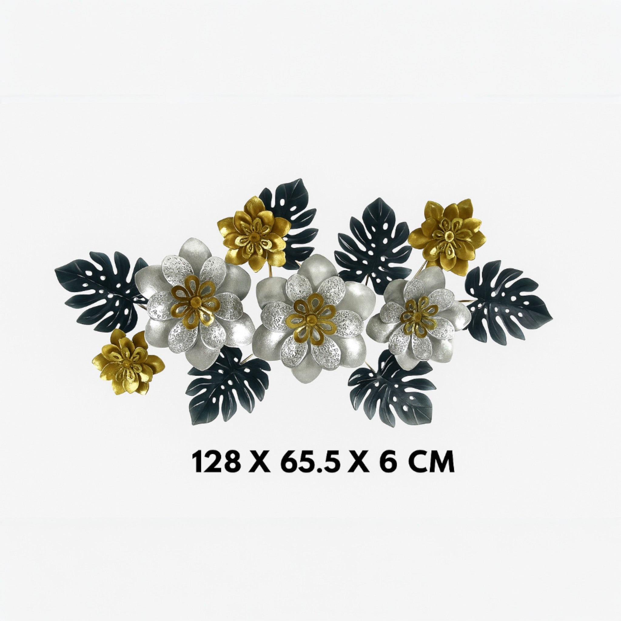 Grand Éclat – Luxury Gold & Silver Flower Wall Accent