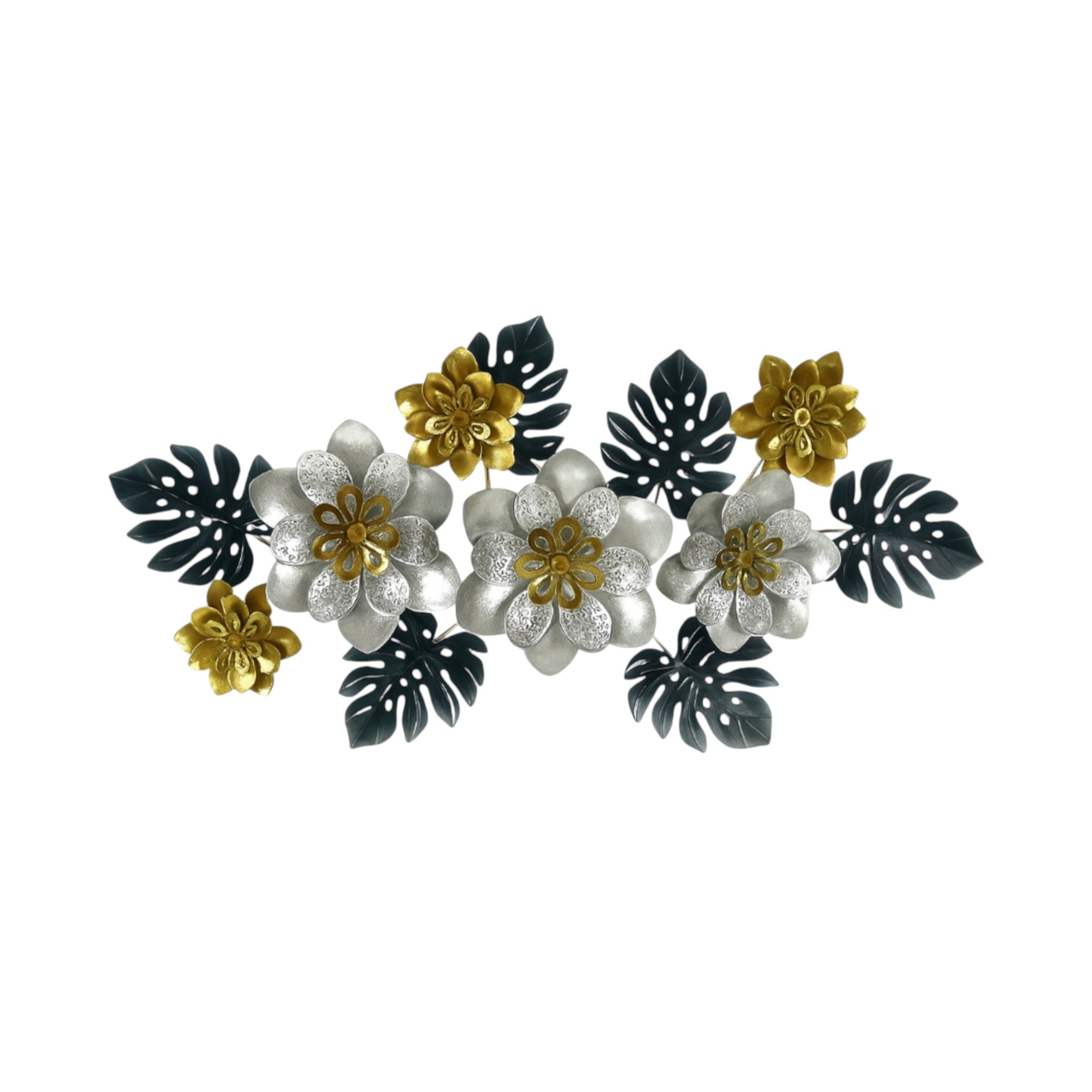 Grand Éclat – Luxury Gold & Silver Flower Wall Accent