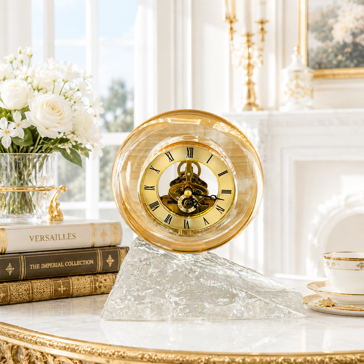Elegant Crystal Mantel Clock