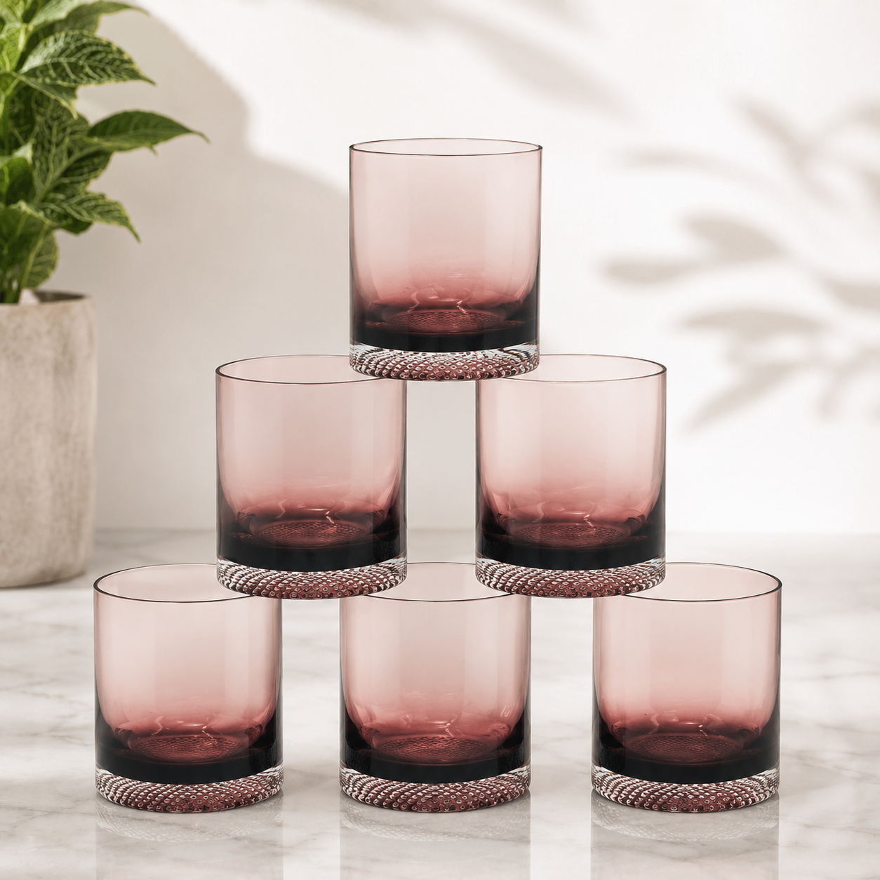 Elegant Dusk Rose Glasses Set of 6