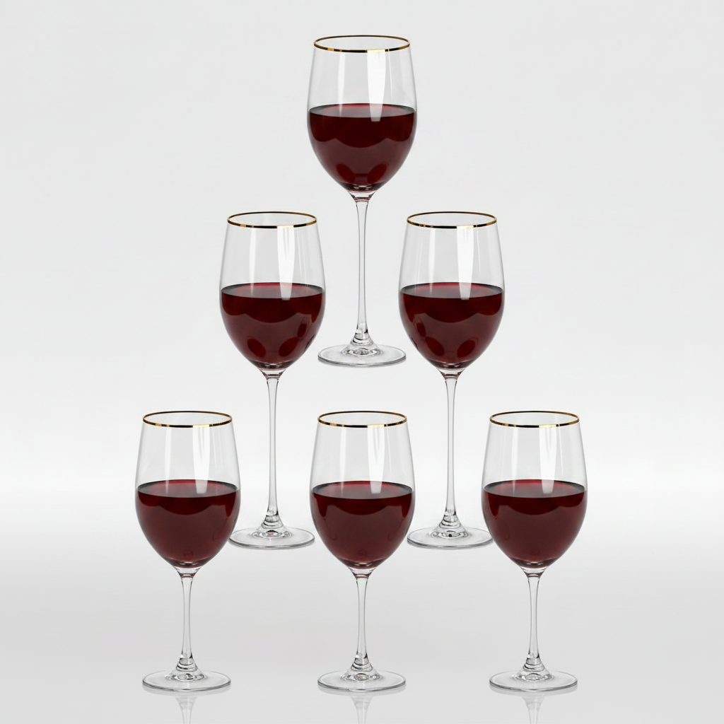 Elegant Gold-Rimmed Wine Glasses Set of 6