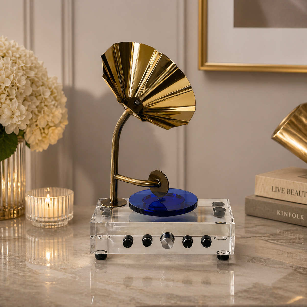 Crystal Gramophone Style Showpiece