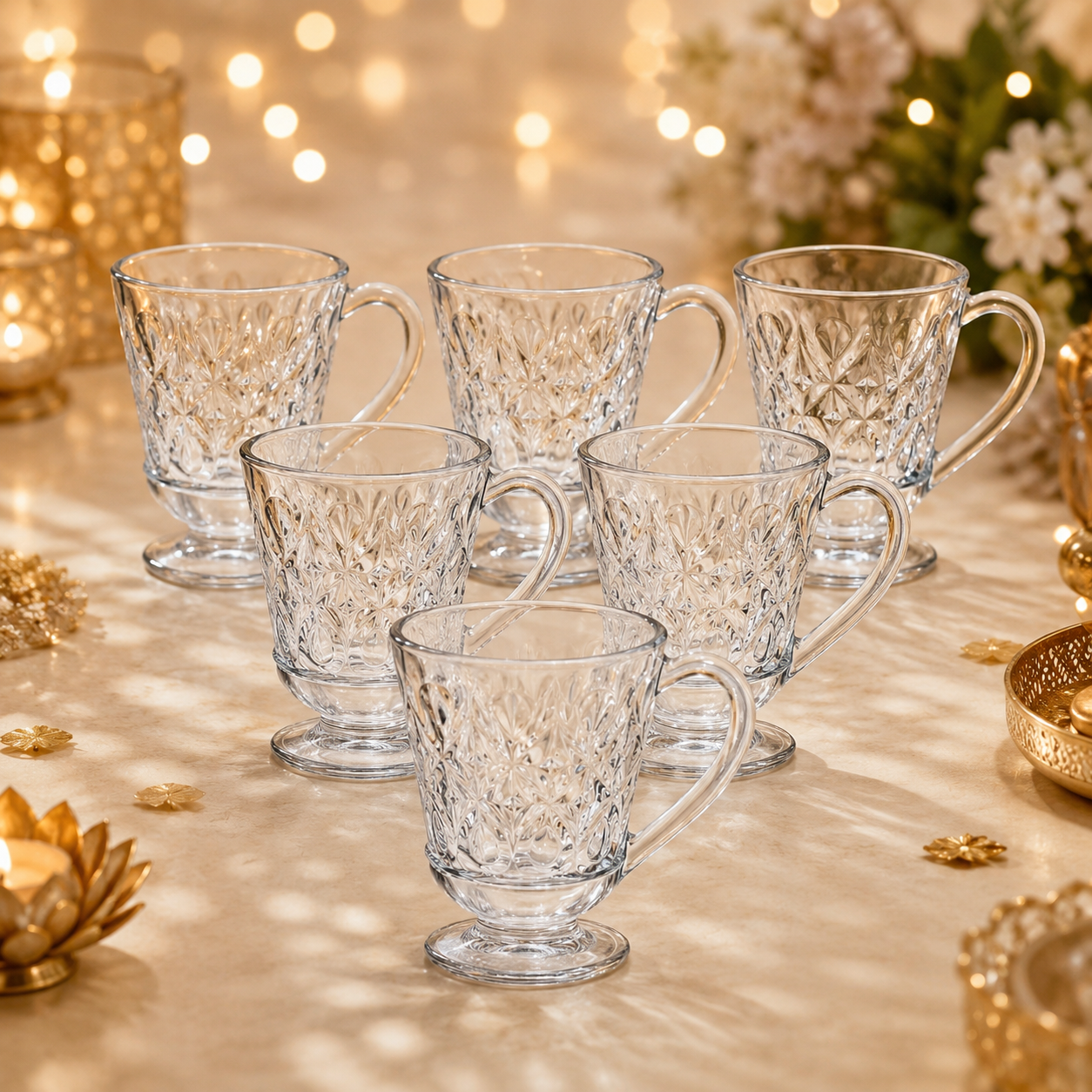 Vintage-Style Glass Mug Set of 6