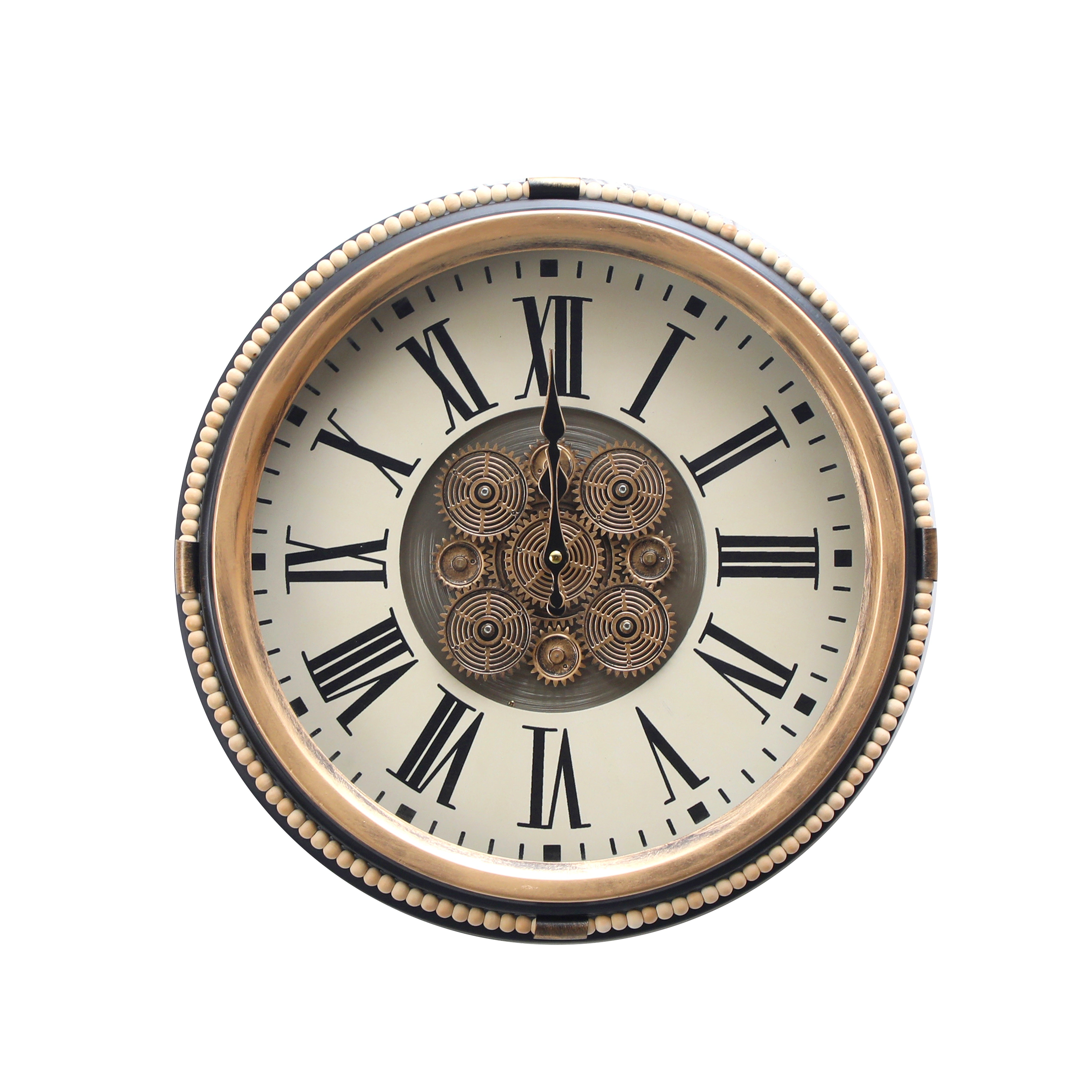 Vintage Roman Numeral Gear Wall Clock – 43cm Classic Design