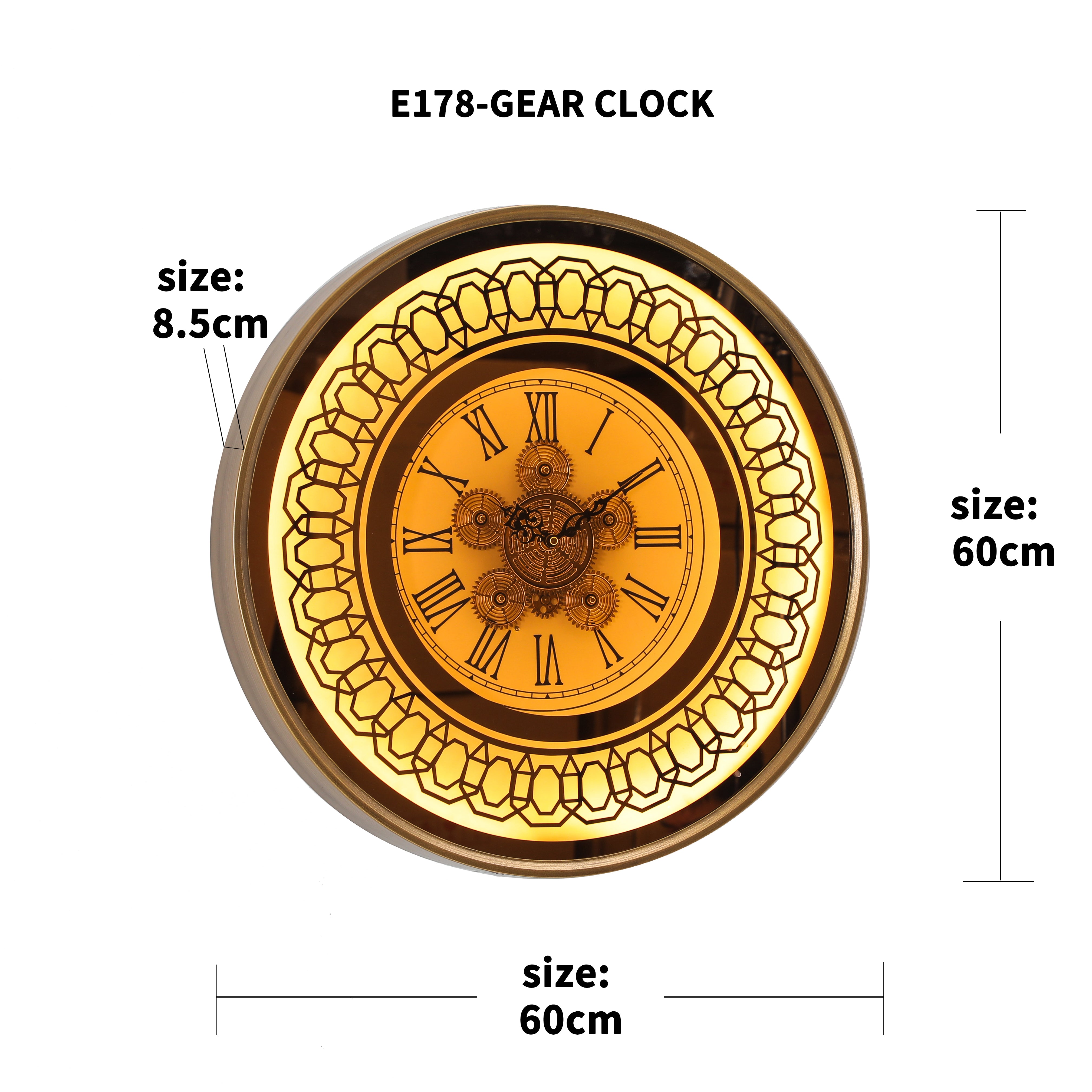 Luxury Lighted Gear Wall Clock – Antique Style