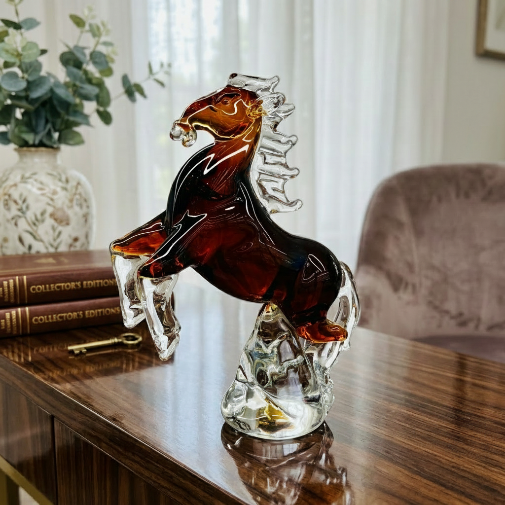 Elegant Glass Rearing Horse Figurine