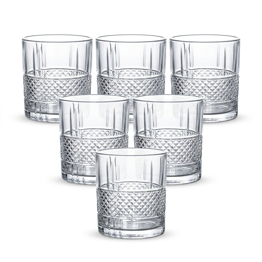 Classic Grid Whiskey Glasses Set of 6