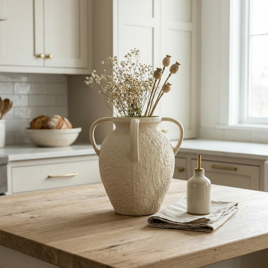 Elegant Textured Three Handle Vase