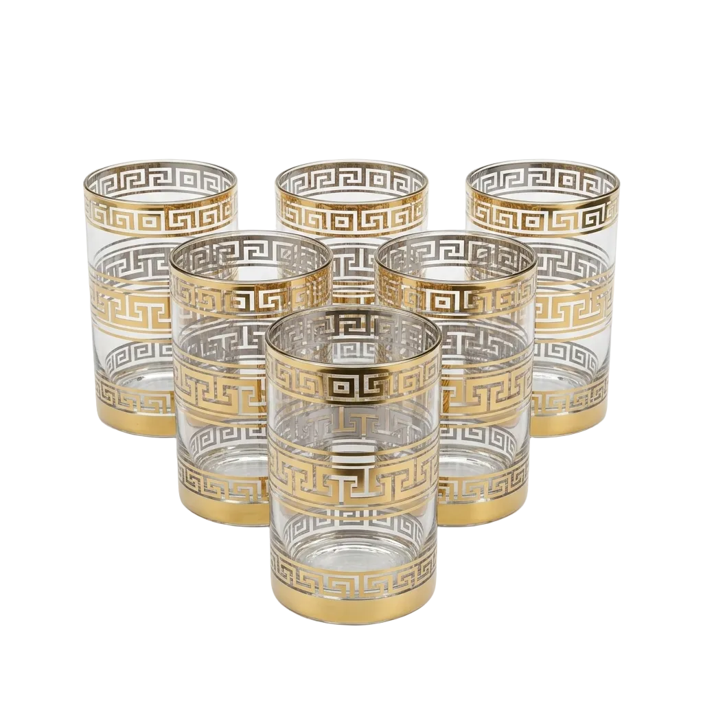 Elegant Greek Pattern Glasses Set of 6