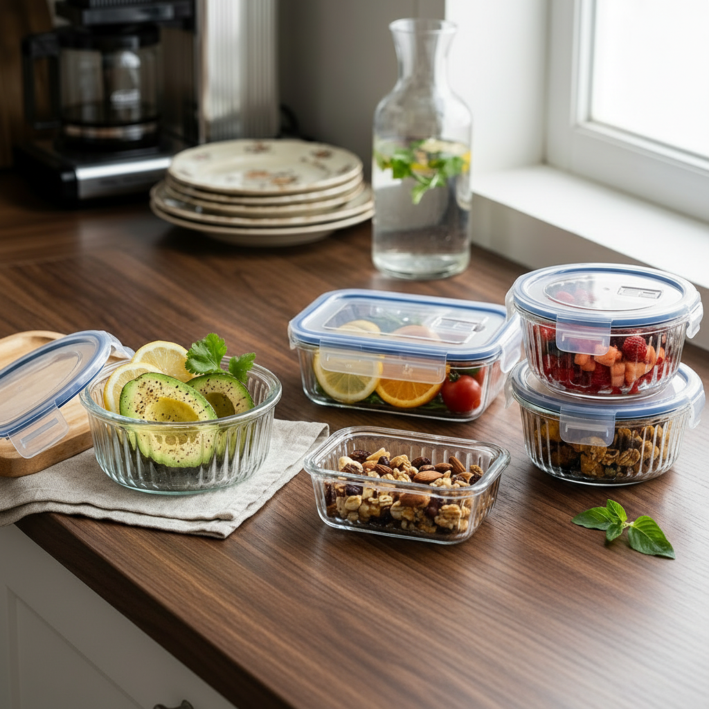 Premium Glass Food Storage Containers 5 Piece Set