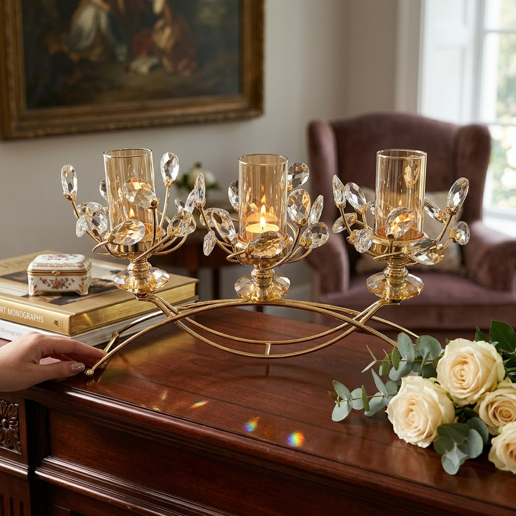 Vintage Ornate Gold Arch Candle Holder