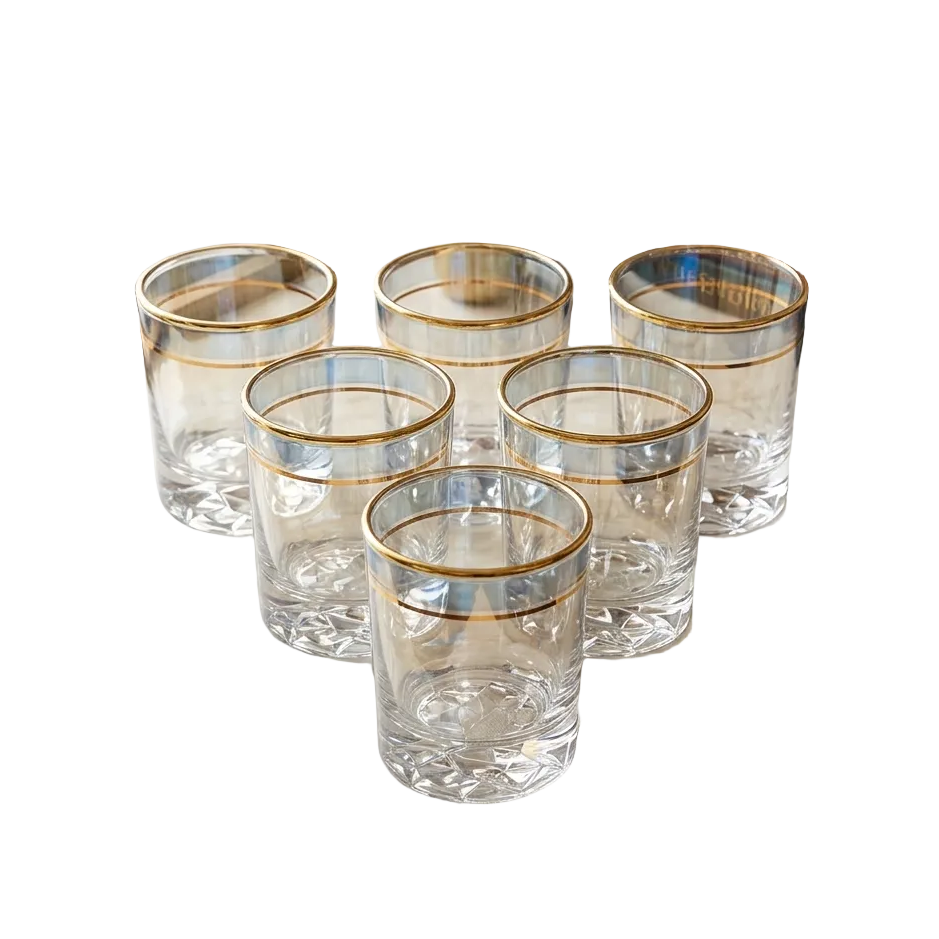 Modern Prism Gold Rim Glass Set of 6