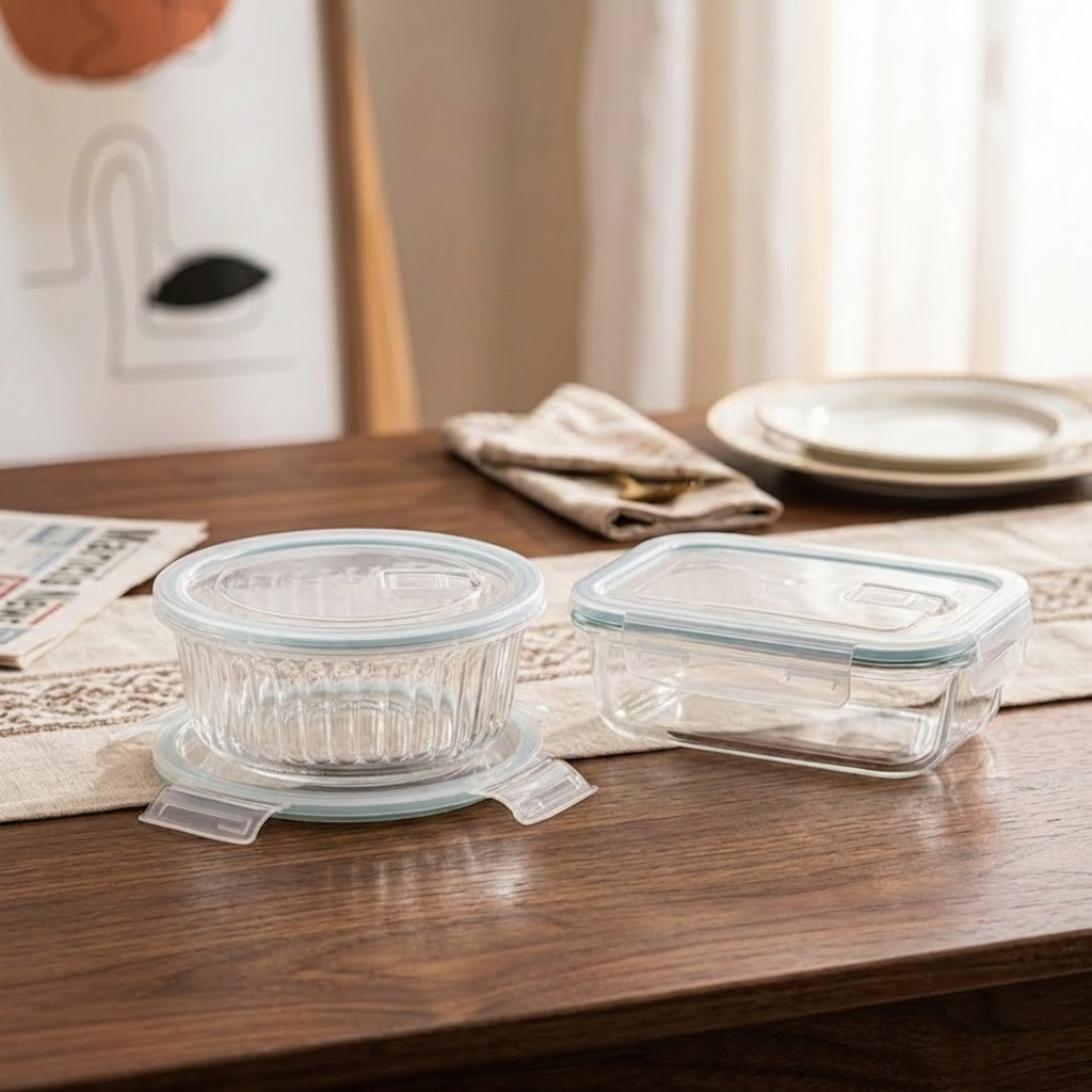 Elegant Glass Food Storage Container 2 Piece Set