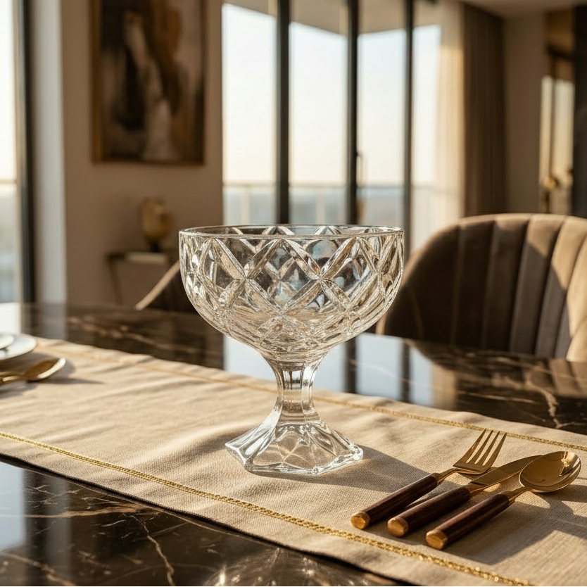 Elegant Cut Design Glass Bowl