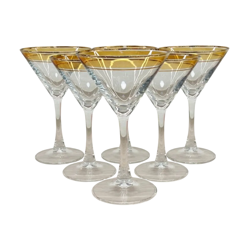 Elegant Gold-Rimmed Glasses Set of 6