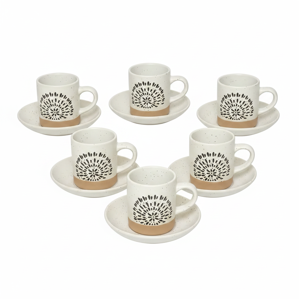Elegant Ceramic Cup & Saucer Set 12 Piece
