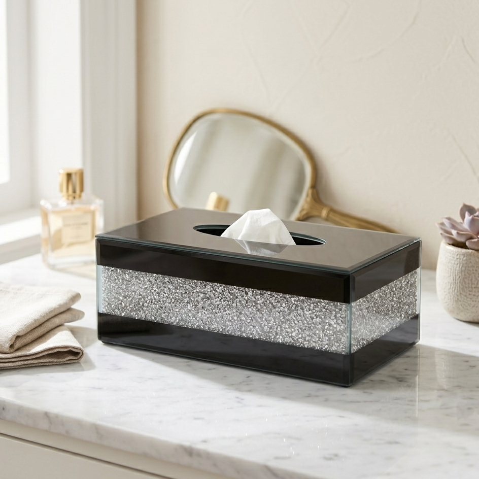 Luxe Diamond Crush Tissue Box Cover