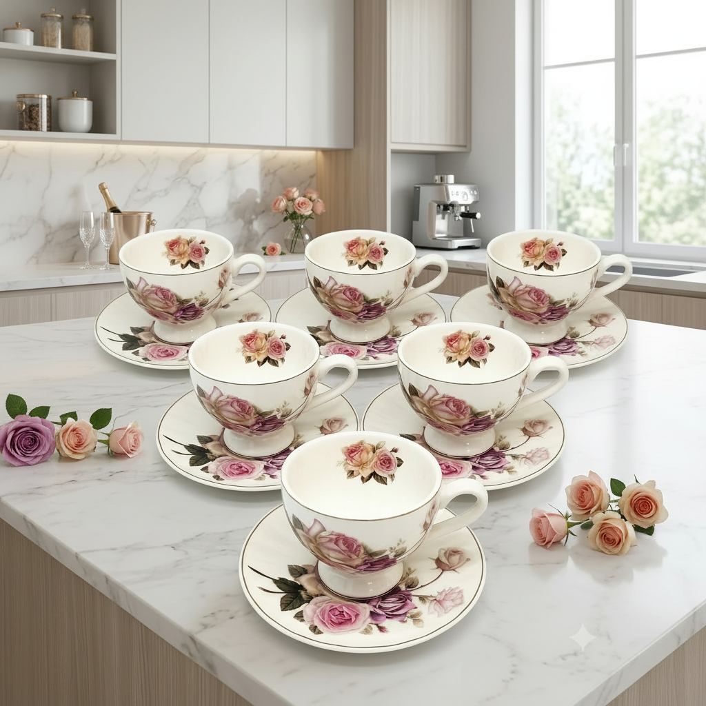 Vintage Floral Design 12 pc Tea Set