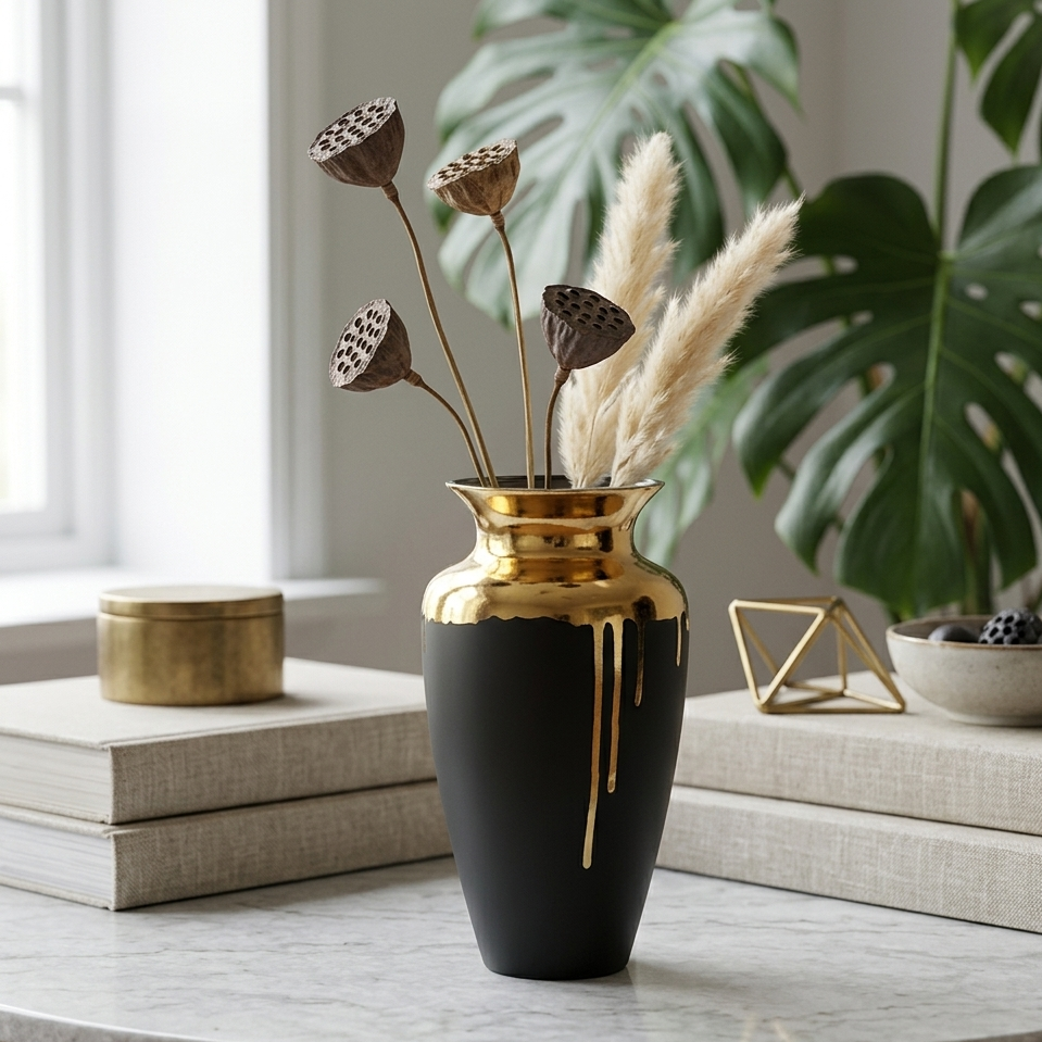 Cascade Matte Black Vase