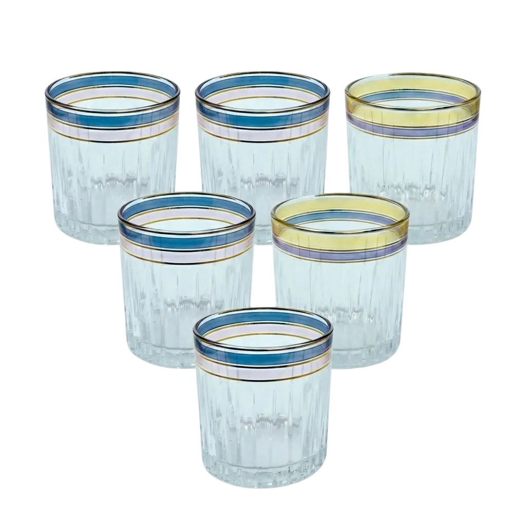 Royal Gold Rimmed Glasses Set of 6