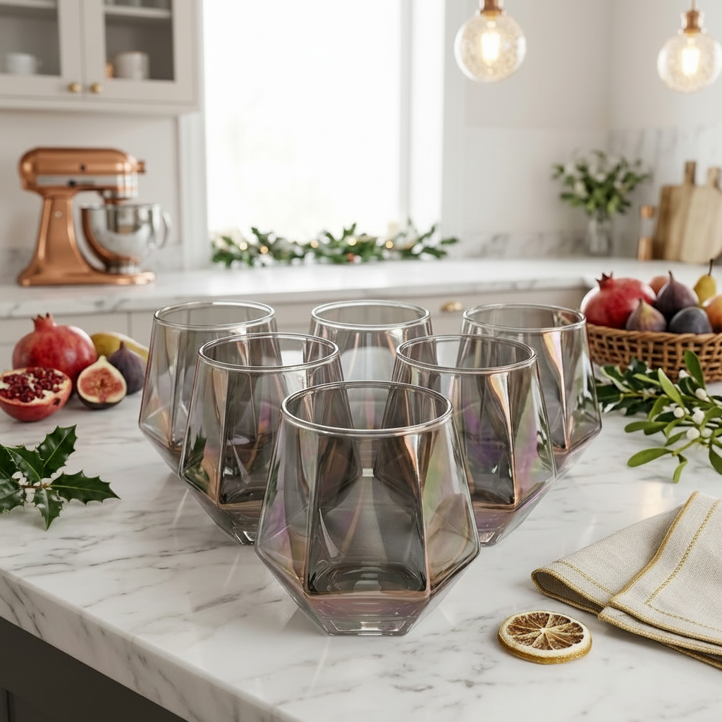 Silver Ion Tint Whiskey Glasses Set of 6