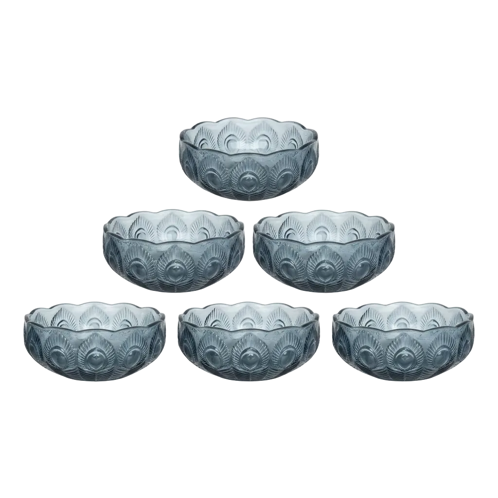 Royal Textured Glass Serving Bowls Set of 6