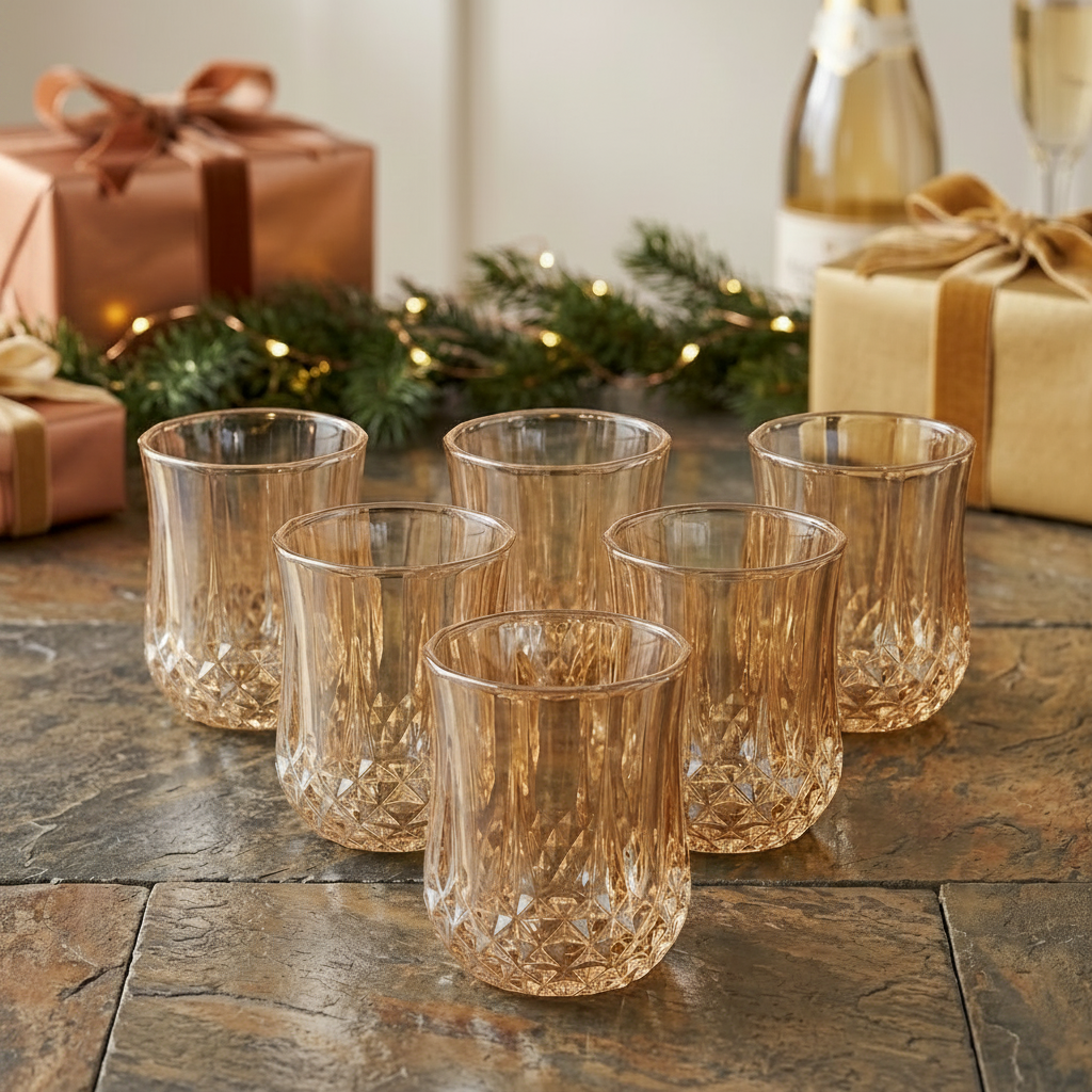 Elegant Amber Tinted Glasses Set of 6