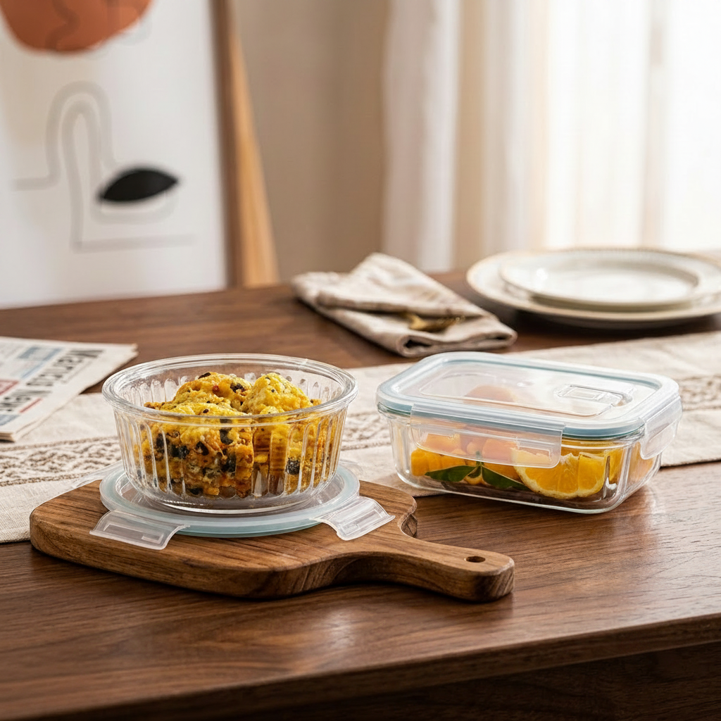 Elegant Glass Food Storage Container 2 Piece Set