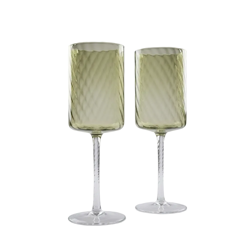 Modern Ribbed Wine Glasses Set of 6