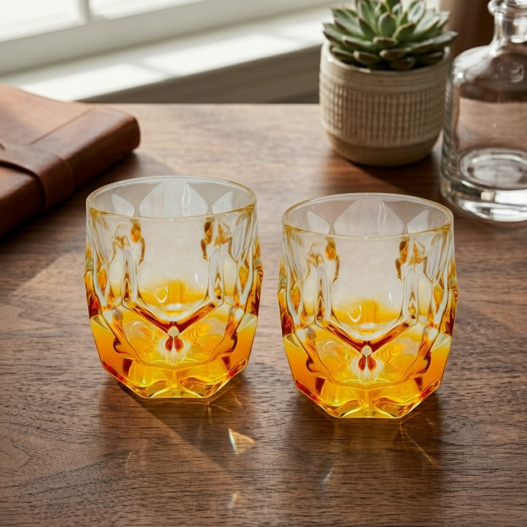 Elegant Modern Geometric Glasses - Set of 2