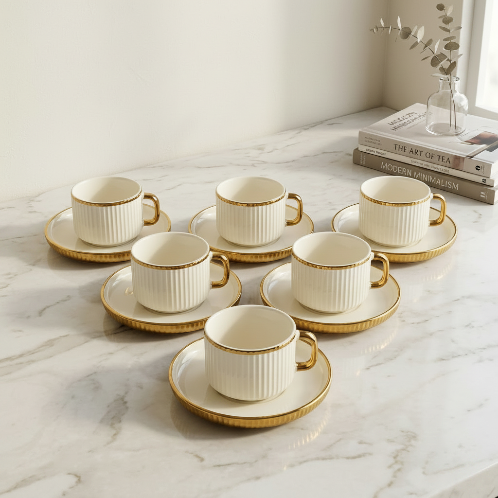Royal Glided Gold Rim Tea Set of 6