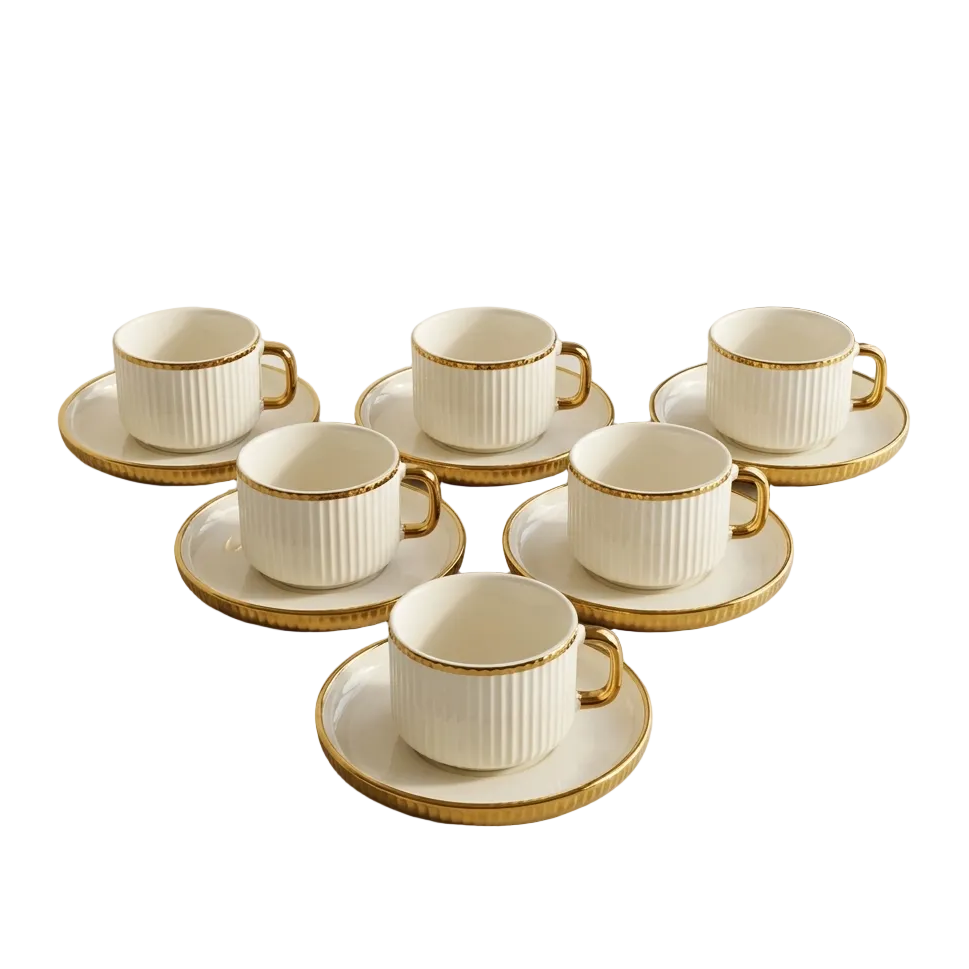 Royal Glided Gold Rim Tea Set of 6