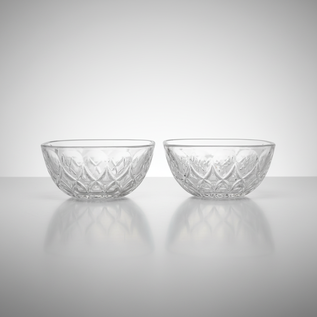 Diamond Cut Glass Serving Bowls Set of 6