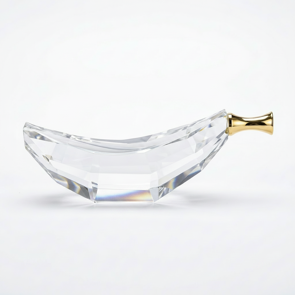 Crystal Glass Banana Showpiece with Gold Accent