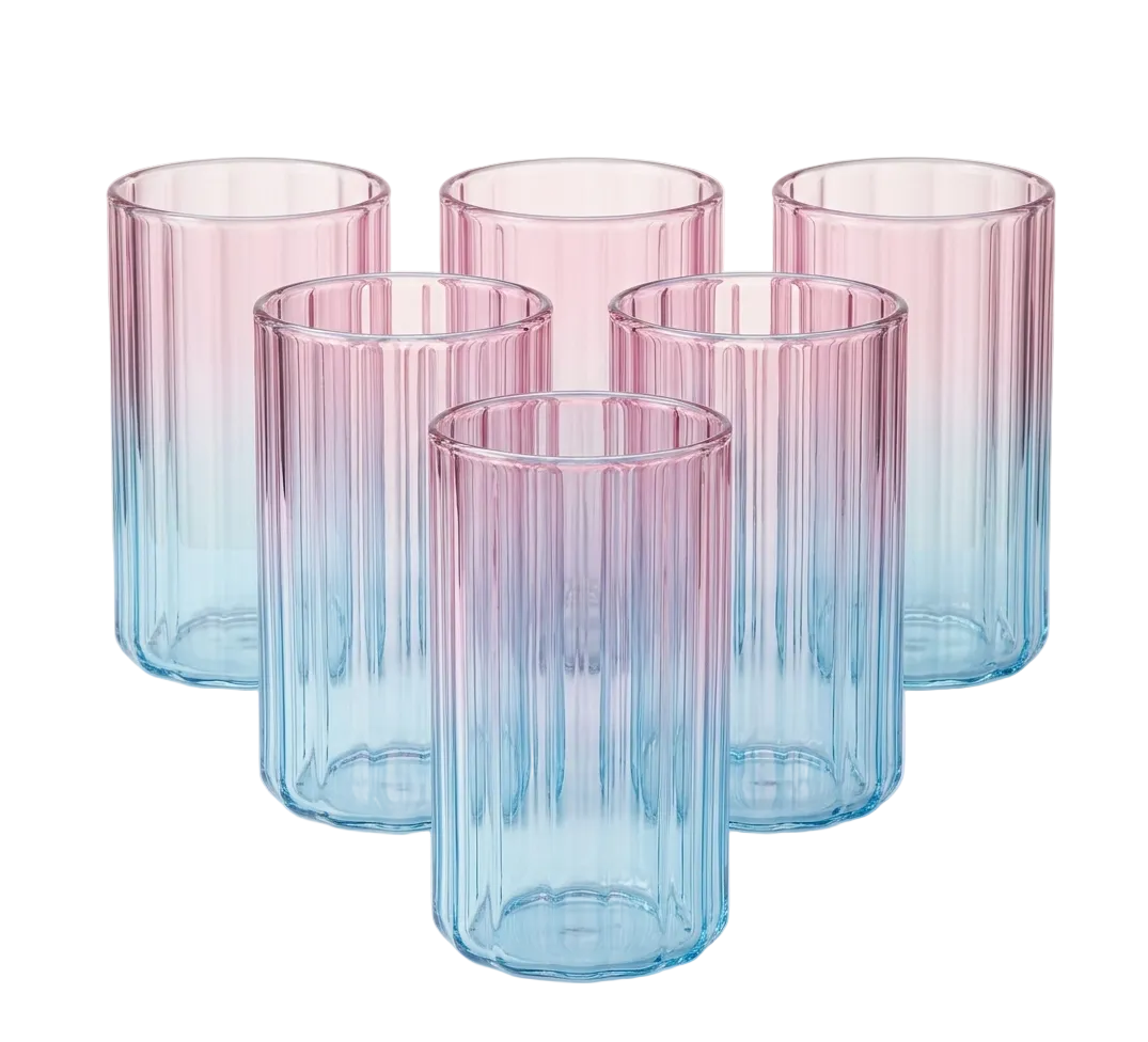 Dual Tone Ice Powder Glasses Set of 6